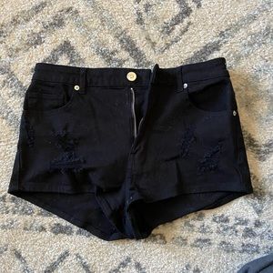 Black jean shorts